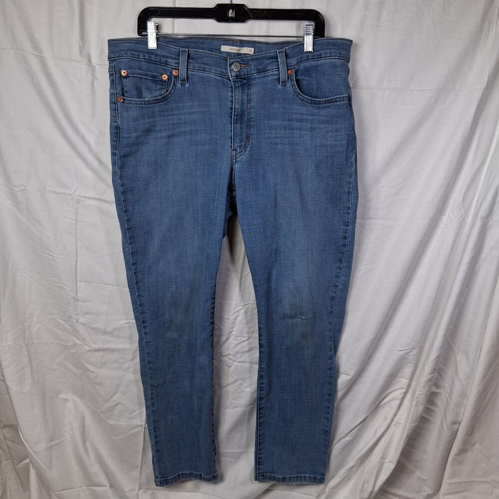 Levis Boyfriend Jeans Womens Size 33 Inseam 27 Mid Rise‎ Lapis Medium Wash Color